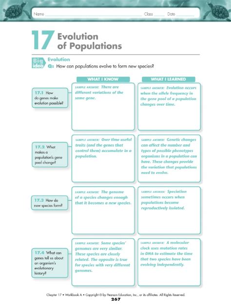 16 2 Evolution Of Populations Workbook Answers Doc