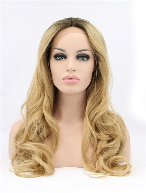 17" Curly Blonde Layered Synthetic Lace Front Long Wigs