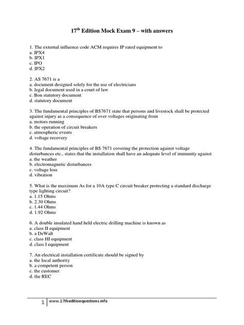 17th edition mock exam PDF