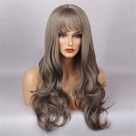 18" Long Wavy Grey Wigs Hand Tied Layered