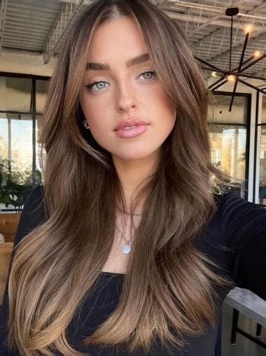 18" Remy Human Hair Monofilament Brown Long Hair Wig