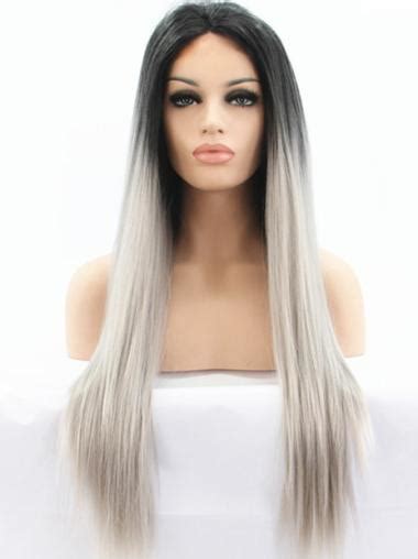 18" Straight Long Lace Front Two Tone Wigs