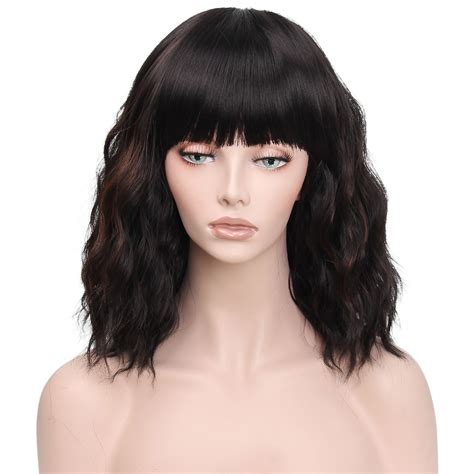 18" Wavy Black with Bangs Long Wigs: Transform Your Look with Elegance in 2025