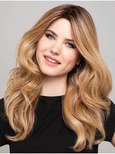 18" Wavy Blonde Without Bangs Amazing Hand tied Wigs