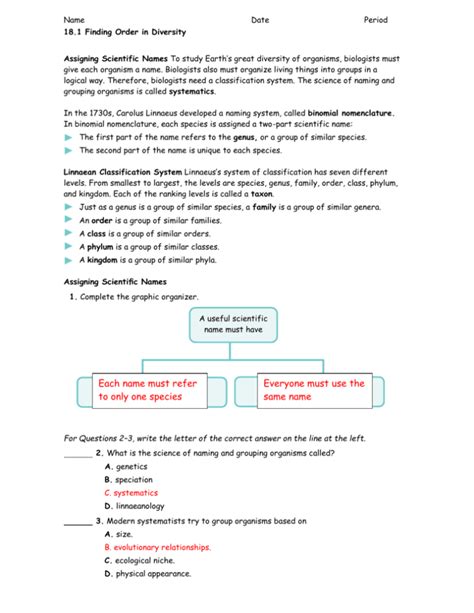 18 1 Finding Order In Diversity Packet Answers pdf Epub