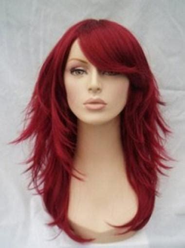 18 Inches Shoulder Length Capless Red Human Wigs