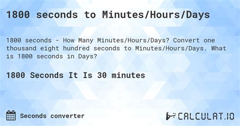 1800 Seconds to Hours: A Comprehensive Guide