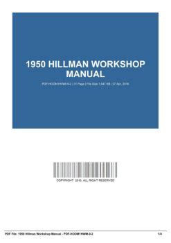 1950 hillman workshop manual pdf Epub