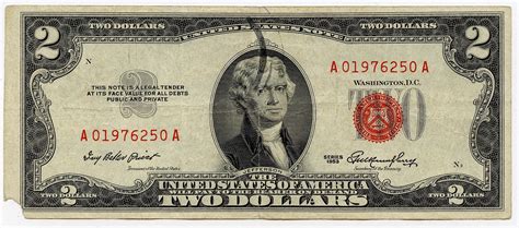 1953 red seal $2 bill