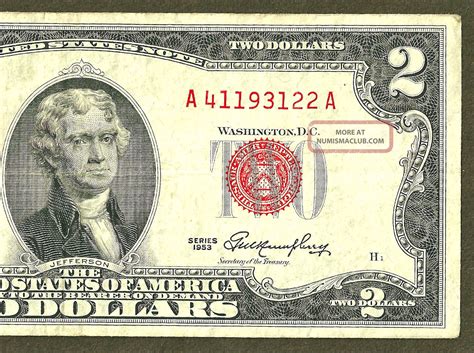 1953 red seal 2 dollar bill worth