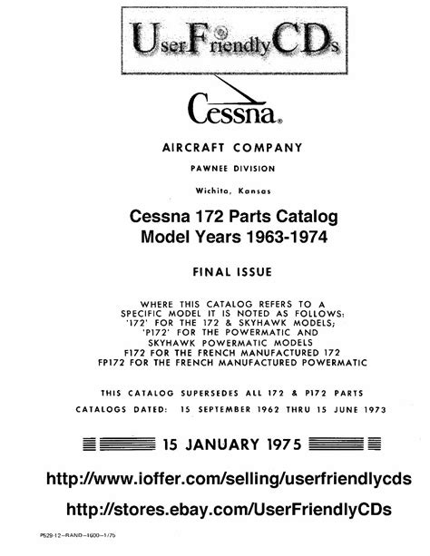19631974 cessna 172 illustrated parts manual catalog Epub