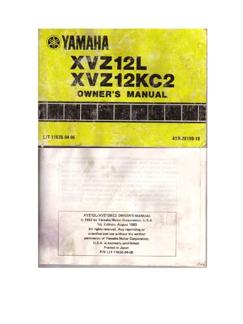 1983 yamaha venture xvz12 service manual pdf Epub