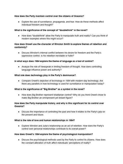 1984 Discussion Questions And Answers Doc