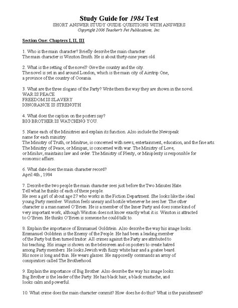 1984 study guide answer key Reader