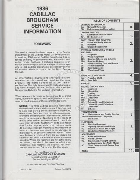 1986 cadillac fleetwood brougham service manual pdf Epub