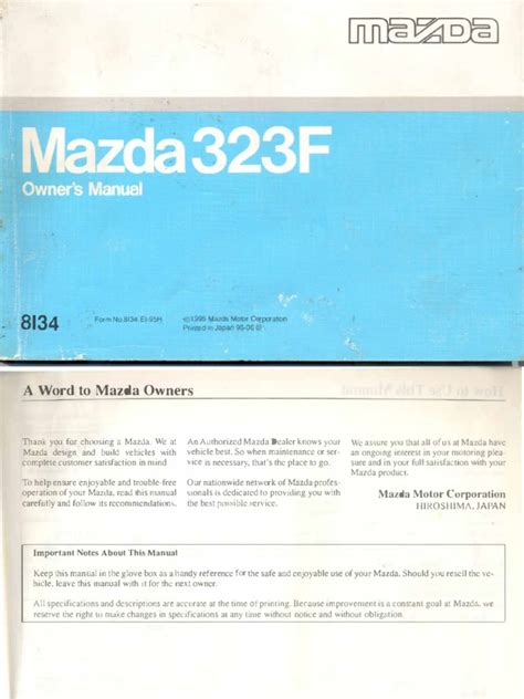 1989-1994 Mazda 323F Owners Manual 8B67 Ebook PDF