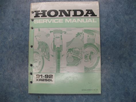 1991 honda xr 250 l owners manual PDF