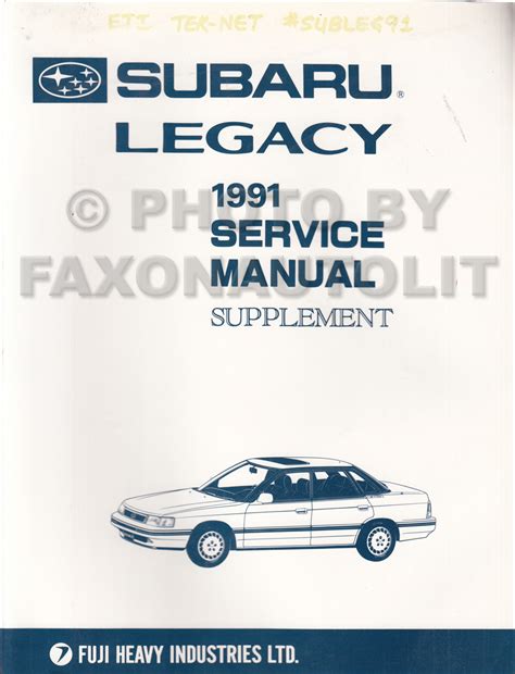 1991 subaru legacy manual Kindle Editon