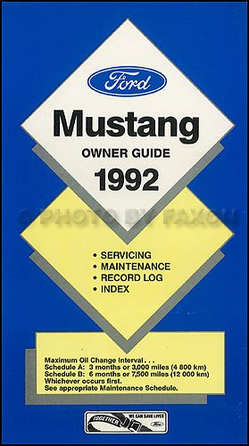 1992 ford mustang owners manual online Epub