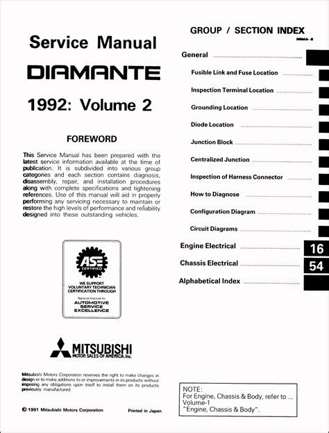 1992 mitsubishi diamante repair manual PDF