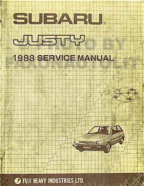 1993 SUBARU JUSTY SERVICE REPAIR MANUAL 93 Ebook PDF