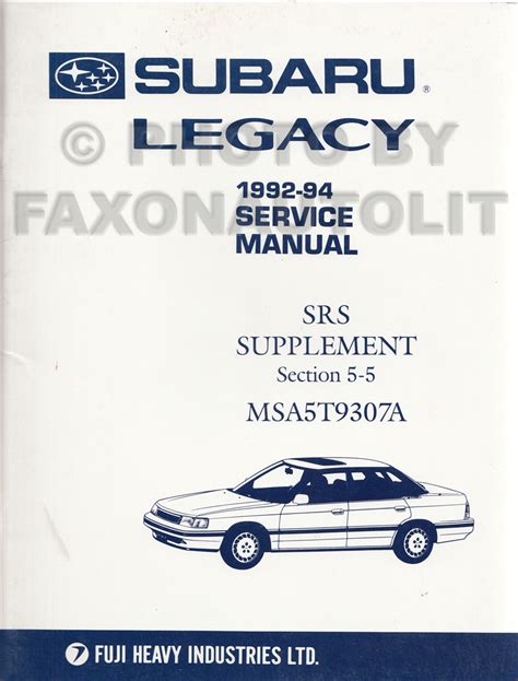 1993 subaru legacy service manual Kindle Editon