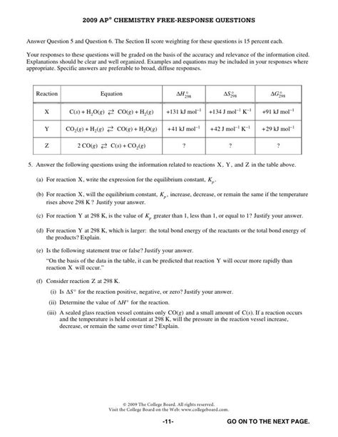 1994 Chemistry Free Response Answers Doc