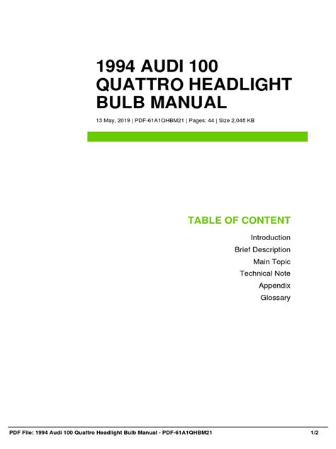 1994 audi 100 quattro back up light manual Reader