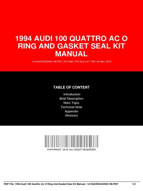 1994 audi 100 quattro seal ring manual Doc