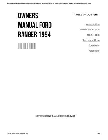 1994 ford ranger owners manual Kindle Editon