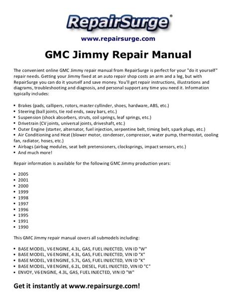 1994 gmc jimmy repair pdf Epub