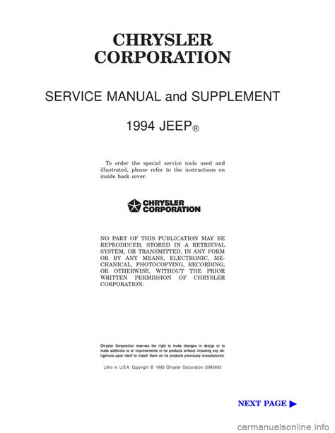 1994 jeep owners manual PDF