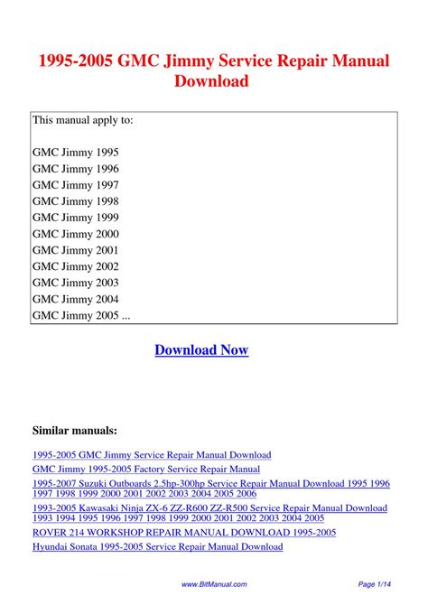 1995 2005 gmc jimmy service repair manual download pdf Reader