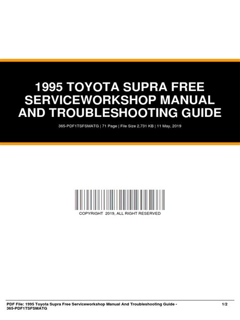 1995 toyota supra pdf serviceworkshop manual and troubleshooting guide Kindle Editon