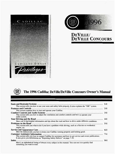 1996 cadillac deville owners manual Epub