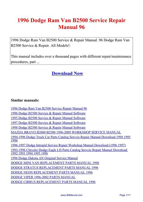 1996 dodge ram van b2500 service repair manual 96 20715 pdf PDF