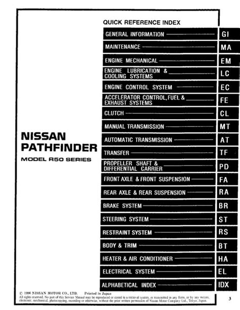 1997 nissan pathfinder repair manual PDF