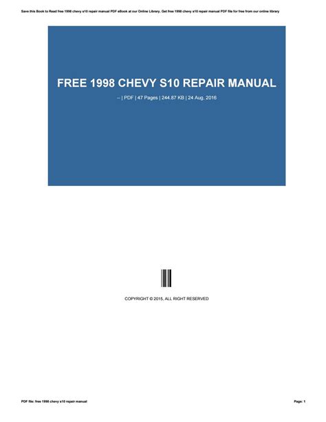 1998 chevy s10 repair manual Epub