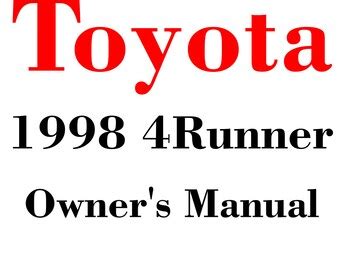 1998 toyota 4runner owners manual pdf Kindle Editon