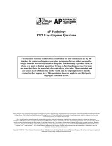 1999 Ap Psychology Essay Answer Reader