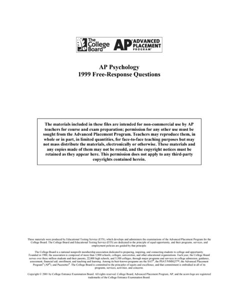 1999 Ap Psychology Exam Answers Epub