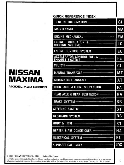 1999 Nissan Maxima Repair Manual Ebook Kindle Editon
