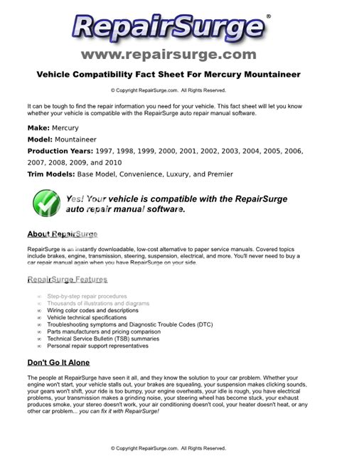 1999 mercury mountaineer service manual Reader
