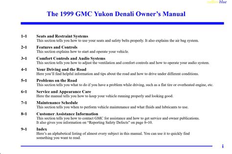 1999 yukon denali owners manual Doc