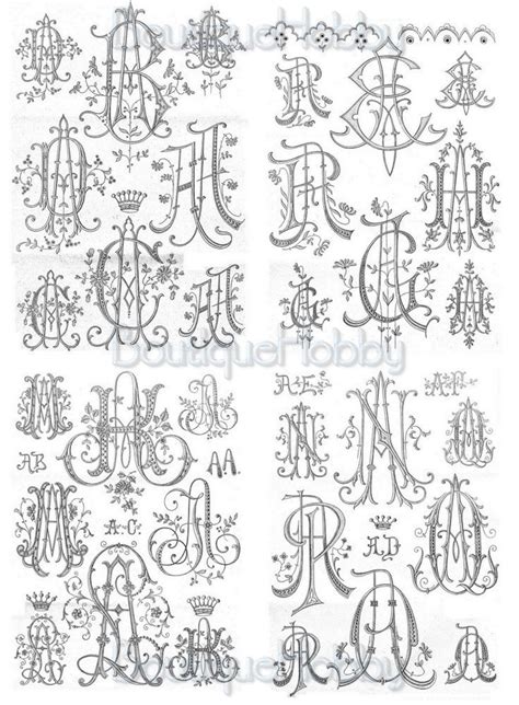 2 100 victorian monograms lettering calligraphy typography Doc