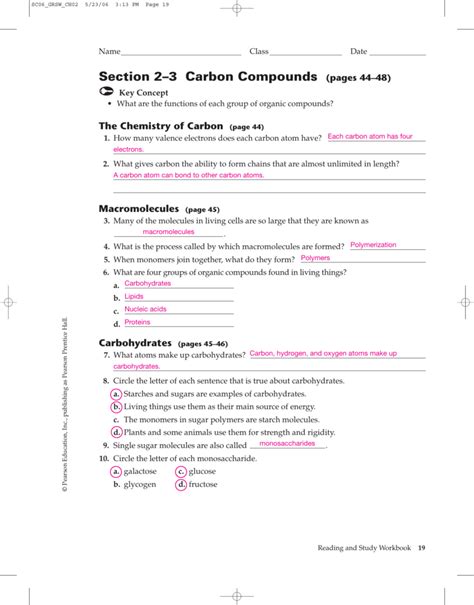 2 3 carbon compounds answer key Epub