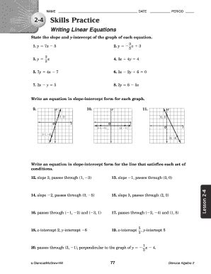 2 4 skills practice writing linear equations answer key Reader