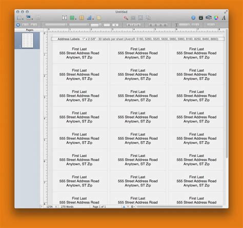 2 5 8 X 1 Label Template Word