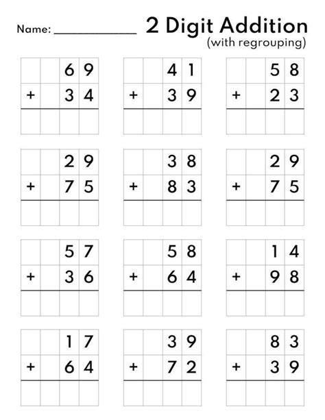 2 Digit Addition With Regouping With Place Value Printable