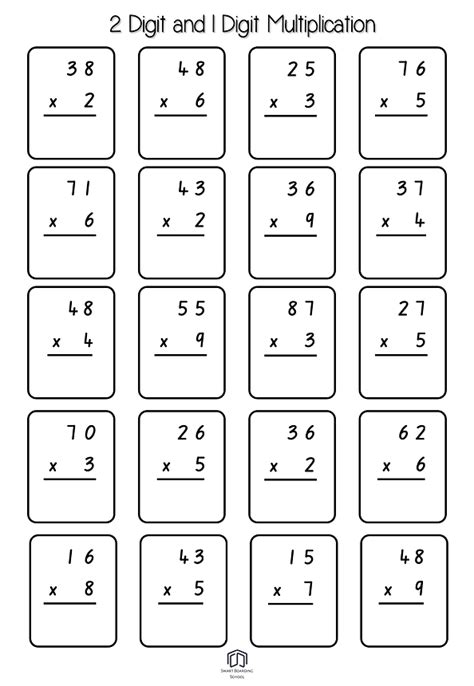 2 Digit By 1 Digit Multiplication Worksheets Printable